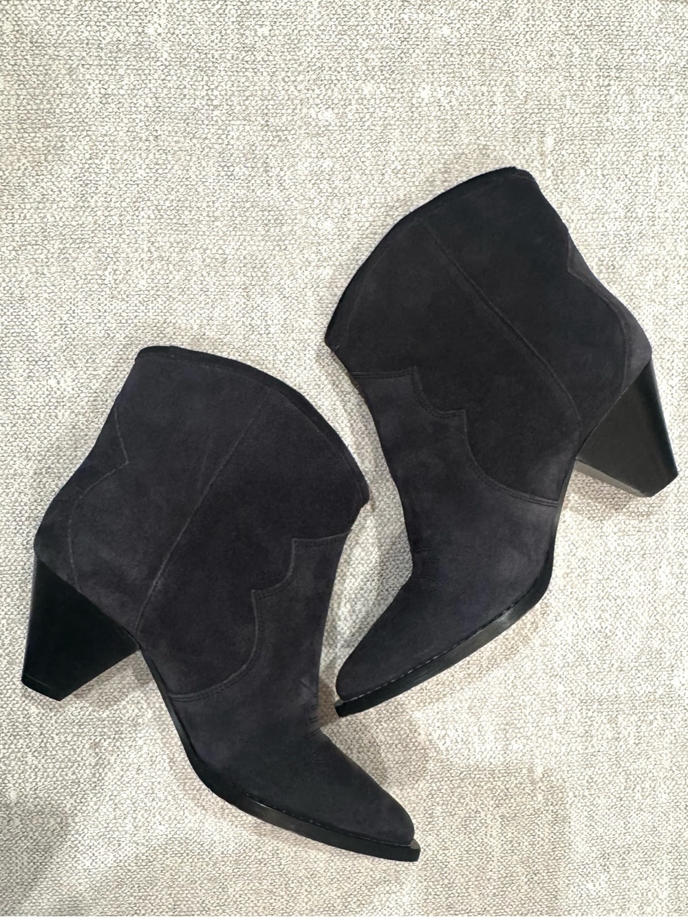 Isabel Marant Black charcoal Suede Western-Inspired Pointed Ankle Booties